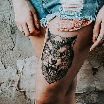 Growling Wolf - Temporary Tattoo