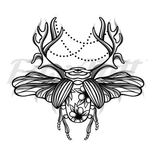 Horned Beetle - Temporary Tattoo