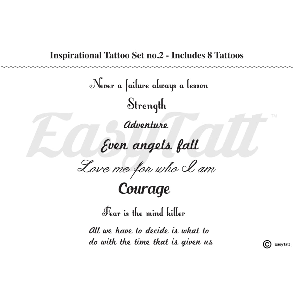 Inspirational Tattoos - Set no.2 - Temporary Tattoo