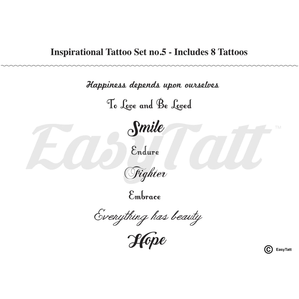 Inspirational Tattoos - Set no.5 - Temporary Tattoo