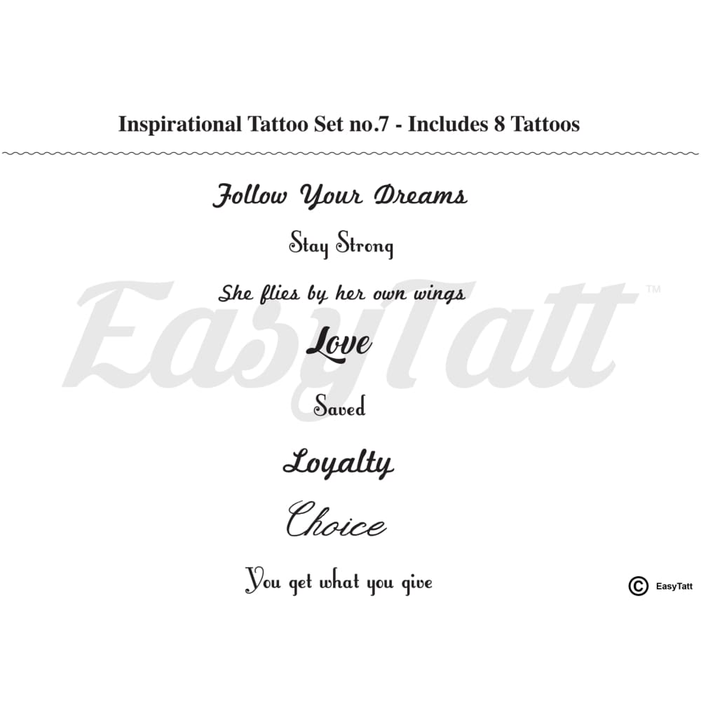 Inspirational Tattoos - Set no.7 - Temporary Tattoo