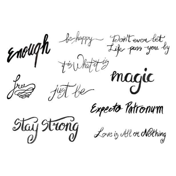 Inspirational Word Set - by Eastern Cloud - Temporary Tattoo