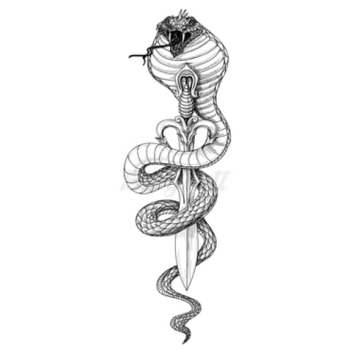 King Cobra Sword - Temporary Tattoo