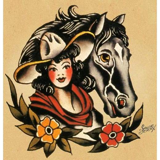 Lady and Horse - Sailor Jerry - Temporary Tattoo