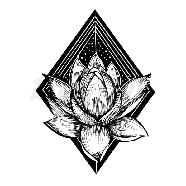 Lotus on Parallelogram - Temporary Tattoo
