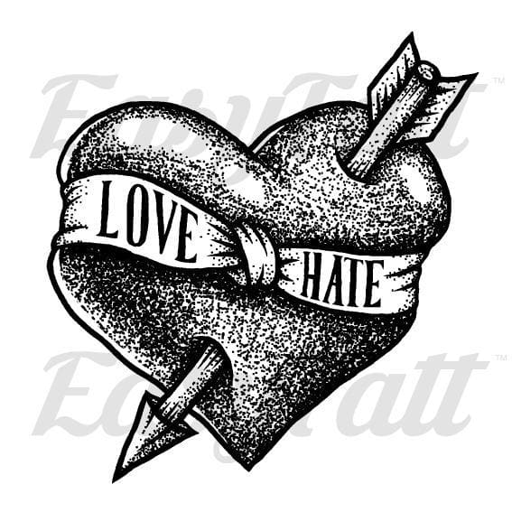 Love / Hate - Temporary Tattoo