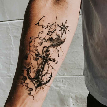 Map and Anchor - Temporary Tattoo