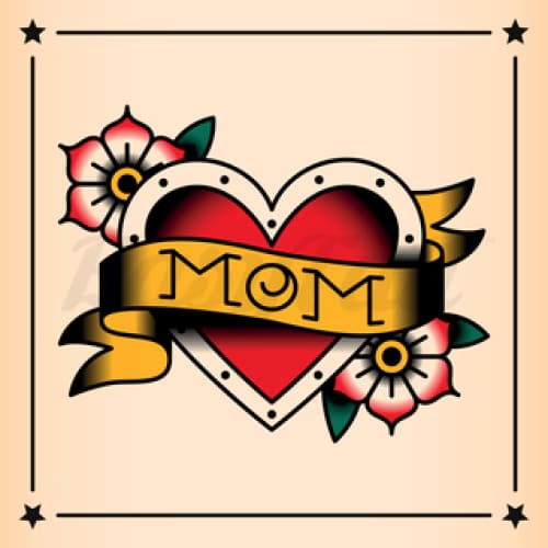 Mom Heart Flowers - Temporary Tattoo