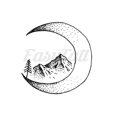 Moon and Mountains - By Jill Islay - Temporary Tattoo