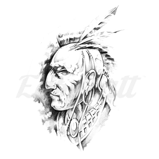 Native American Warrior - Temporary Tattoo