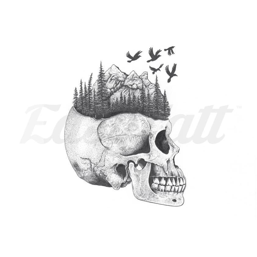 Nature Skull - Temporary Tattoo
