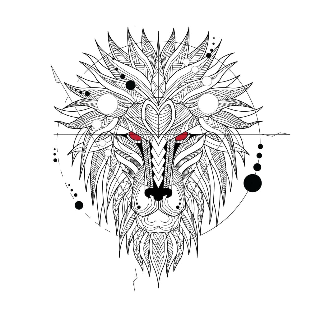 Patterned Lion - Temporary Tattoo