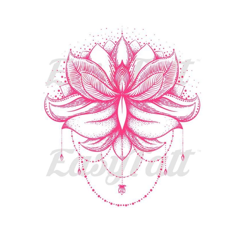 Pink Lotus Flower - Temporary Tattoo