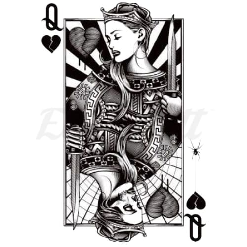 Queen of Hearts - Temporary Tattoo