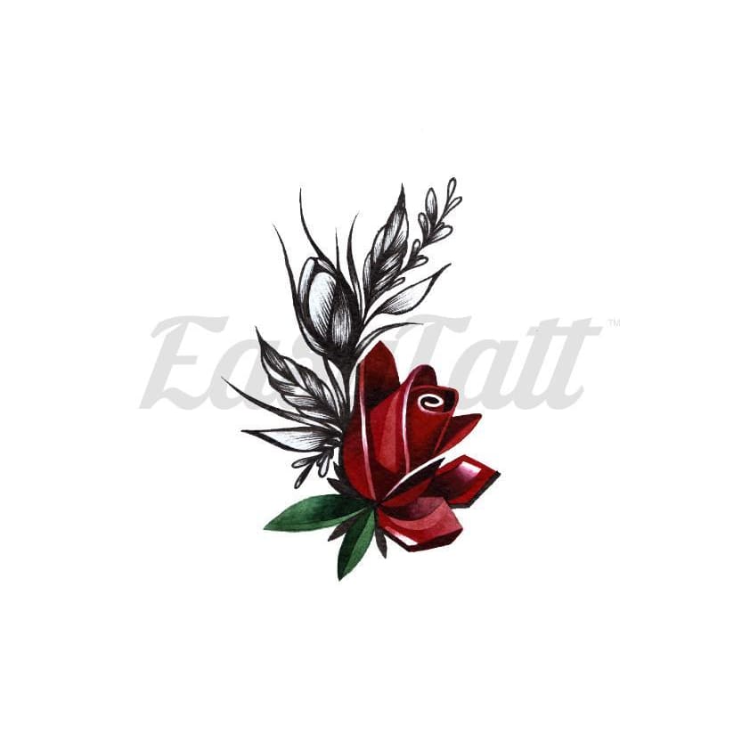 Red and Black Roses - By Lenera Solntseva - Temporary Tattoo