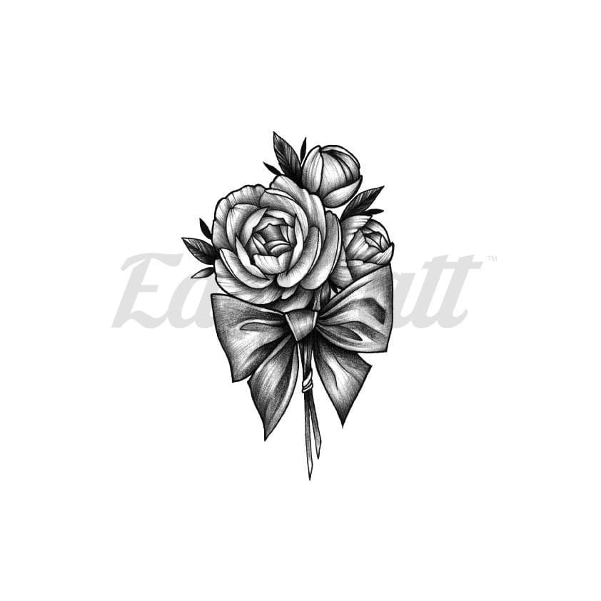 Ribbon and Roses - By Lenera Solntseva - Temporary Tattoo