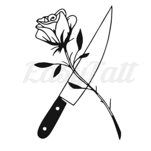 Rose and Knife Temporary Tattoo