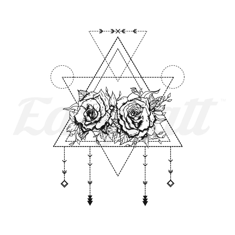 Roses and Triangles - Temporary Tattoo