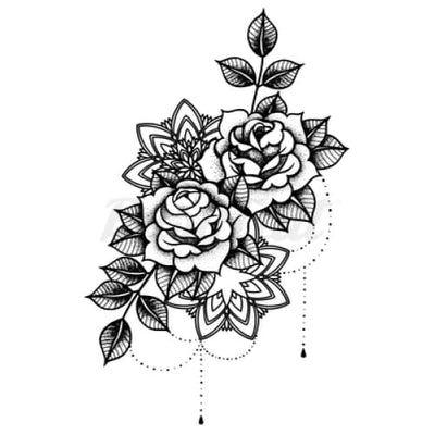 Roses with Beads - Temporary Tattoo