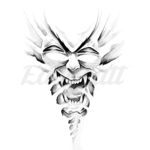 Sabertooth Evil Face - Temporary Tattoo