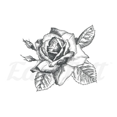 Shaded Rose - Temporary Tattoo