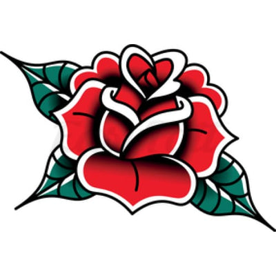 Single Red Rose 2 - Temporary Tattoo