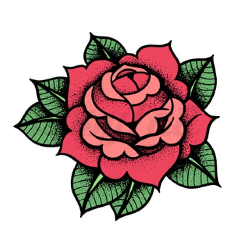 Single Red Rose - Temporary Tattoo