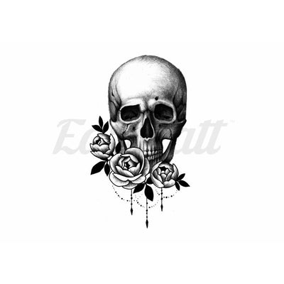 Skull and Roses - By Lenera Solntseva - Temporary Tattoo
