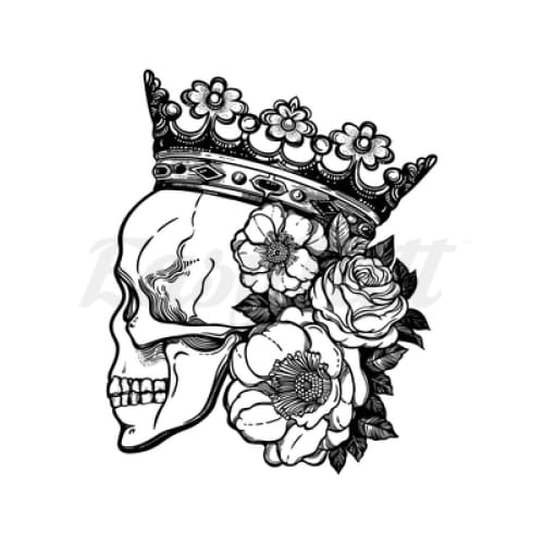 Skull with Crown - Temporary Tattoo