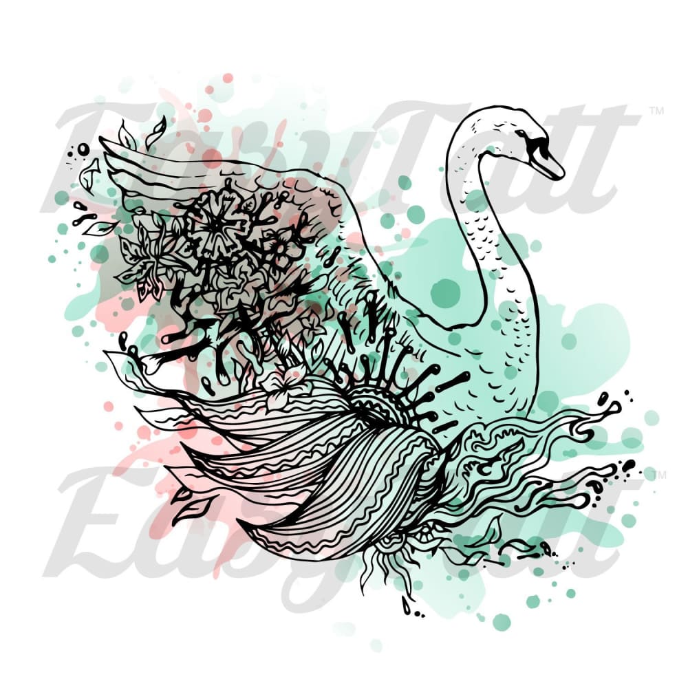 Swan - Temporary Tattoo
