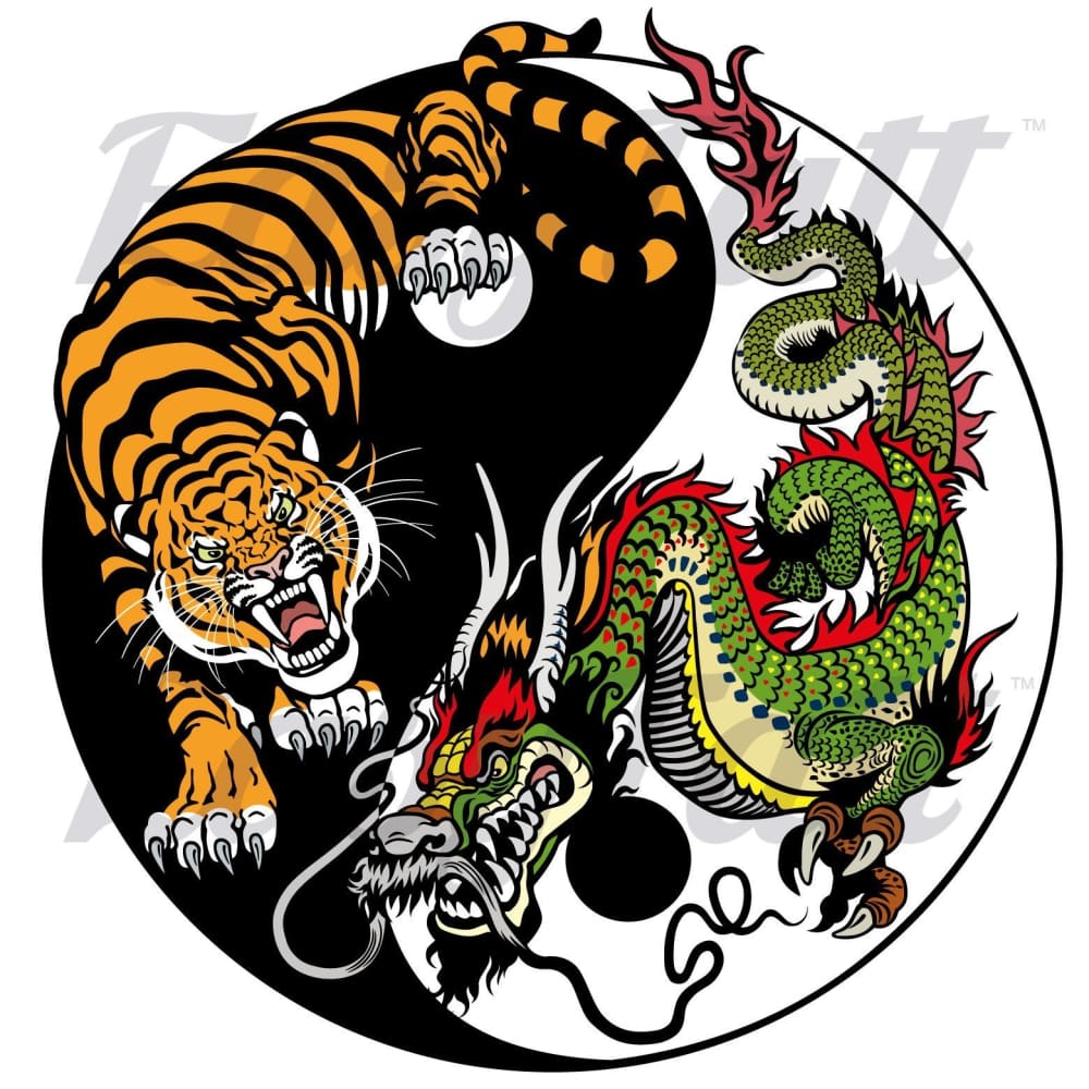 Tiger and Dragon - Temporary Tattoo