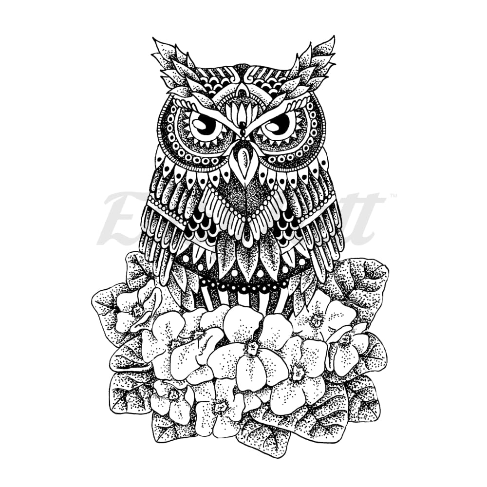 Violet Owl - By Georgia Mason - Temporary Tattoo