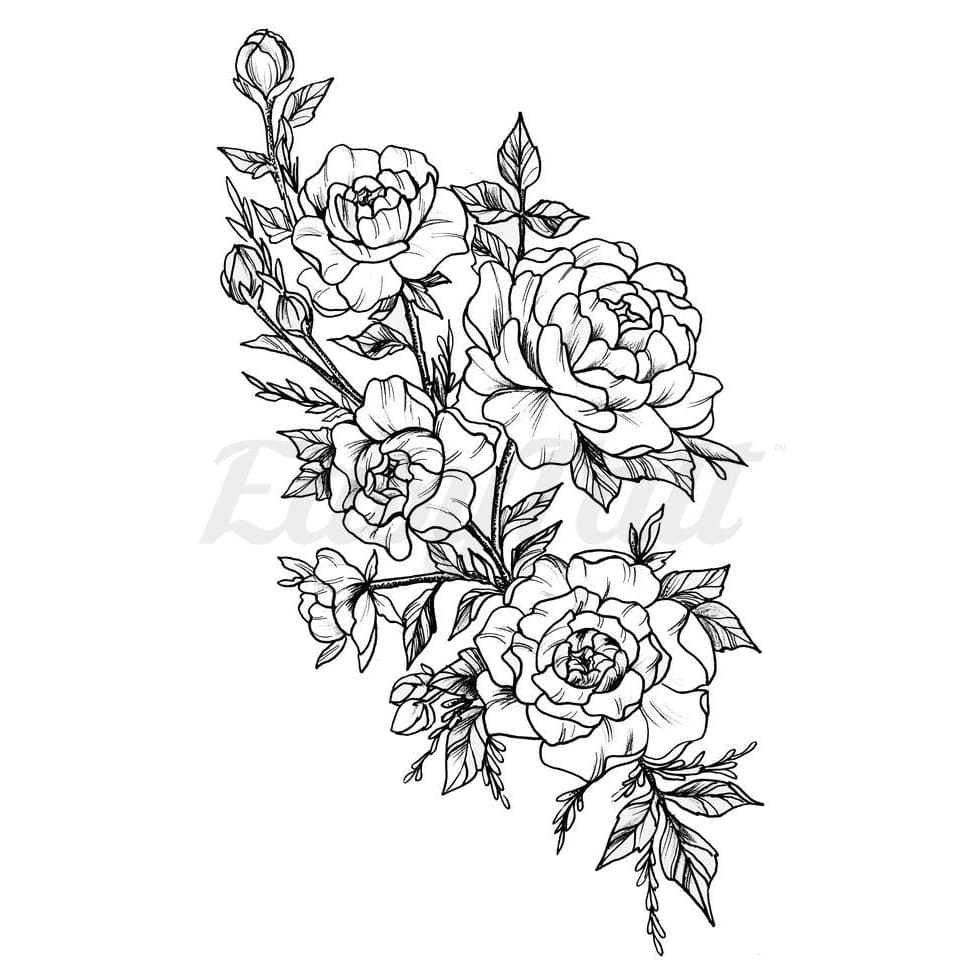 Wild Flower Branch - Temporary Tattoo