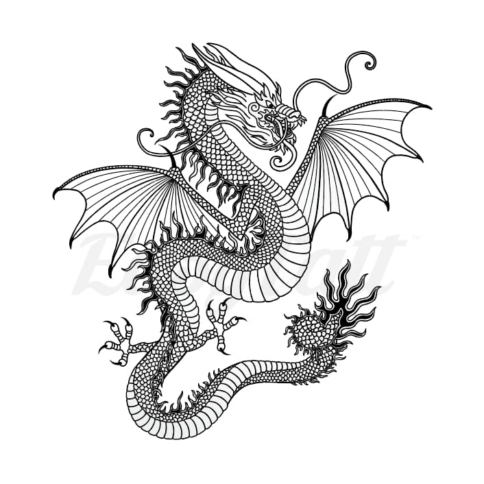 Winged Dragon - Temporary Tattoo