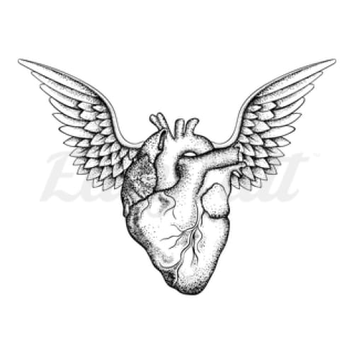 Winged Heart - Temporary Tattoo