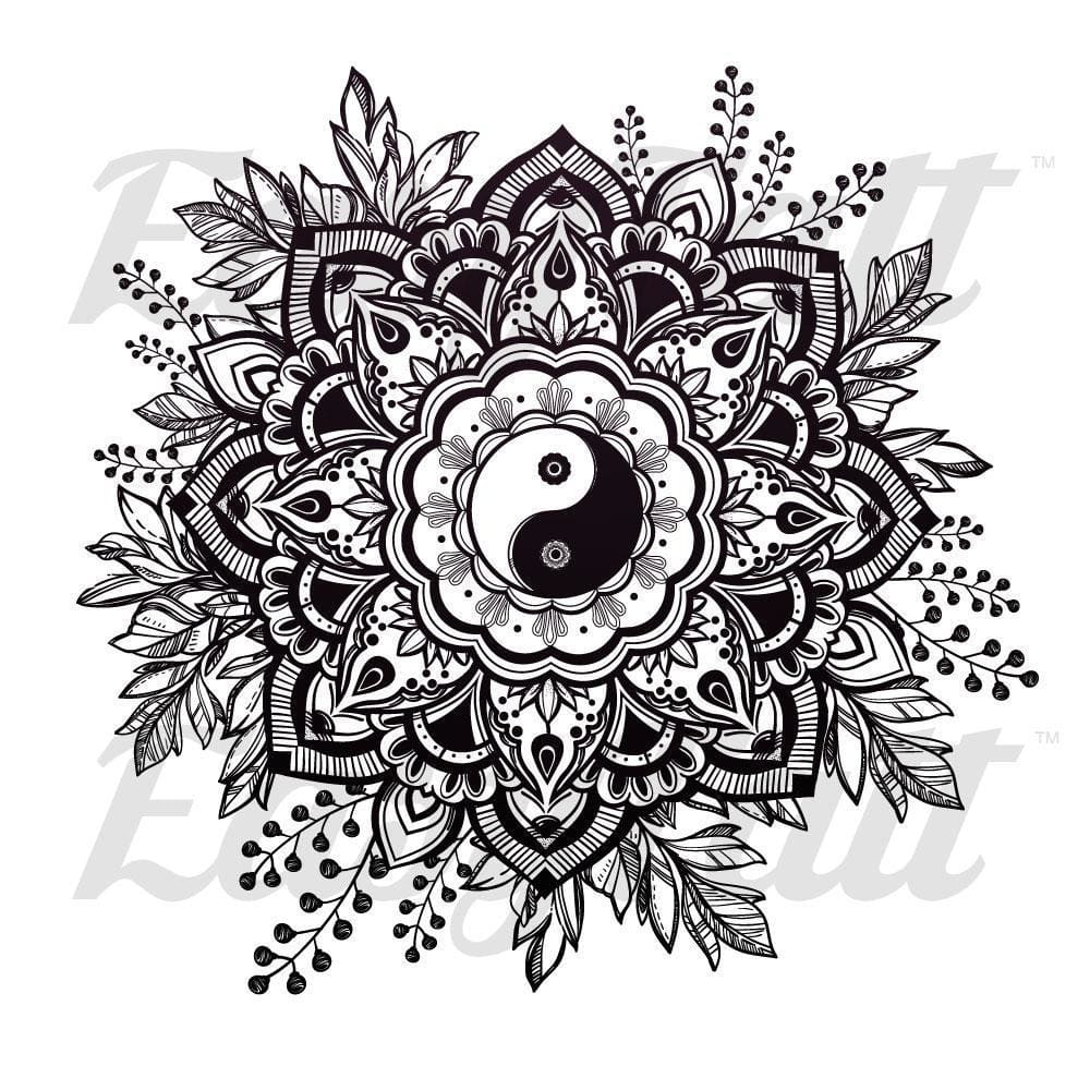 Yin Yang Mandala - Temporary Tattoo